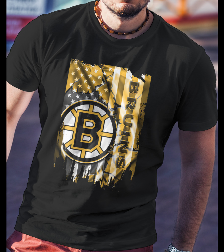 Boston Bruins American Flag Logo Stars And Stripes T-Shirt