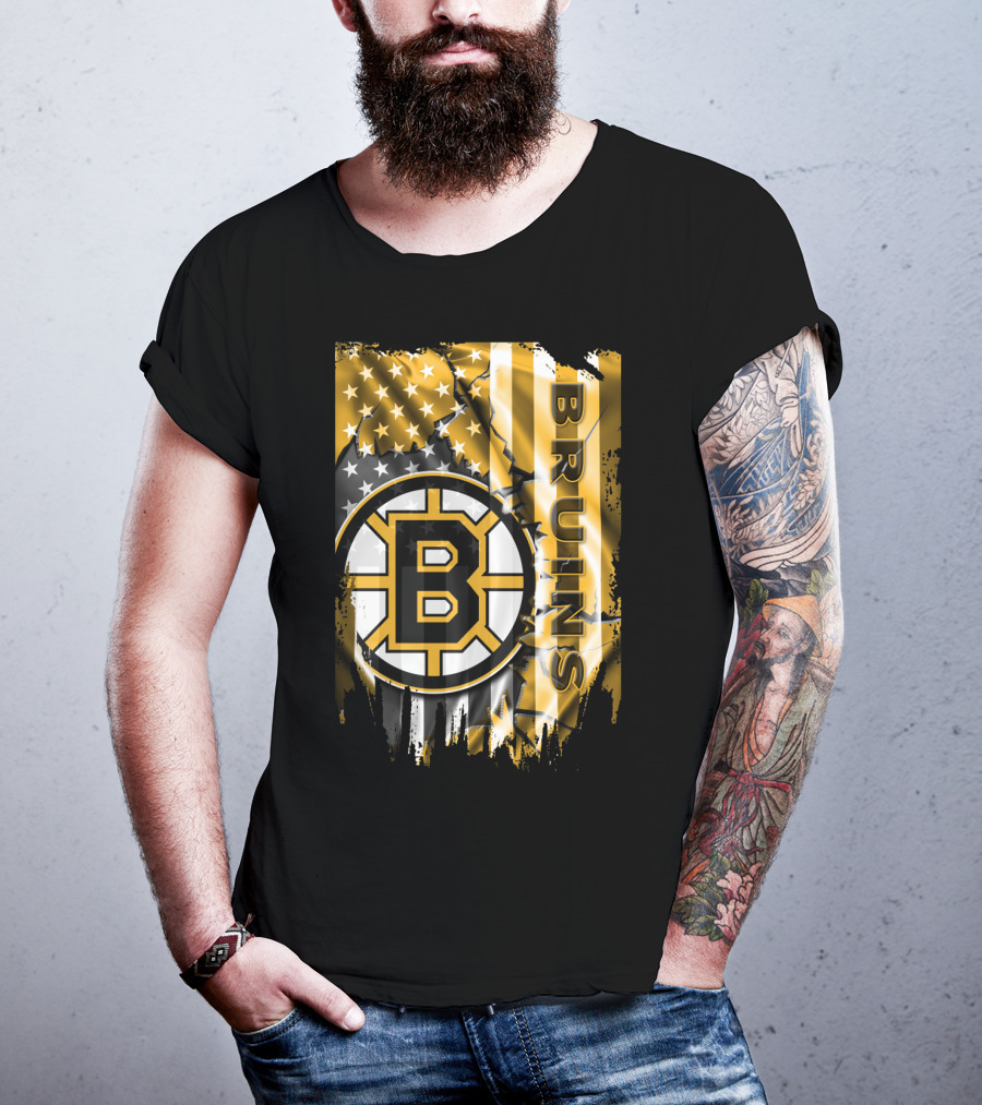 Boston Bruins American Flag Logo Stars And Stripes T-Shirt