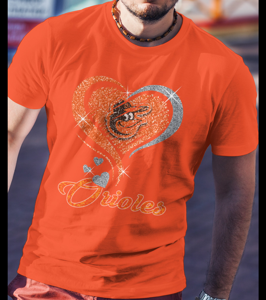 Orioles Heart Sparkle Design Baltimore Orioles T-Shirt