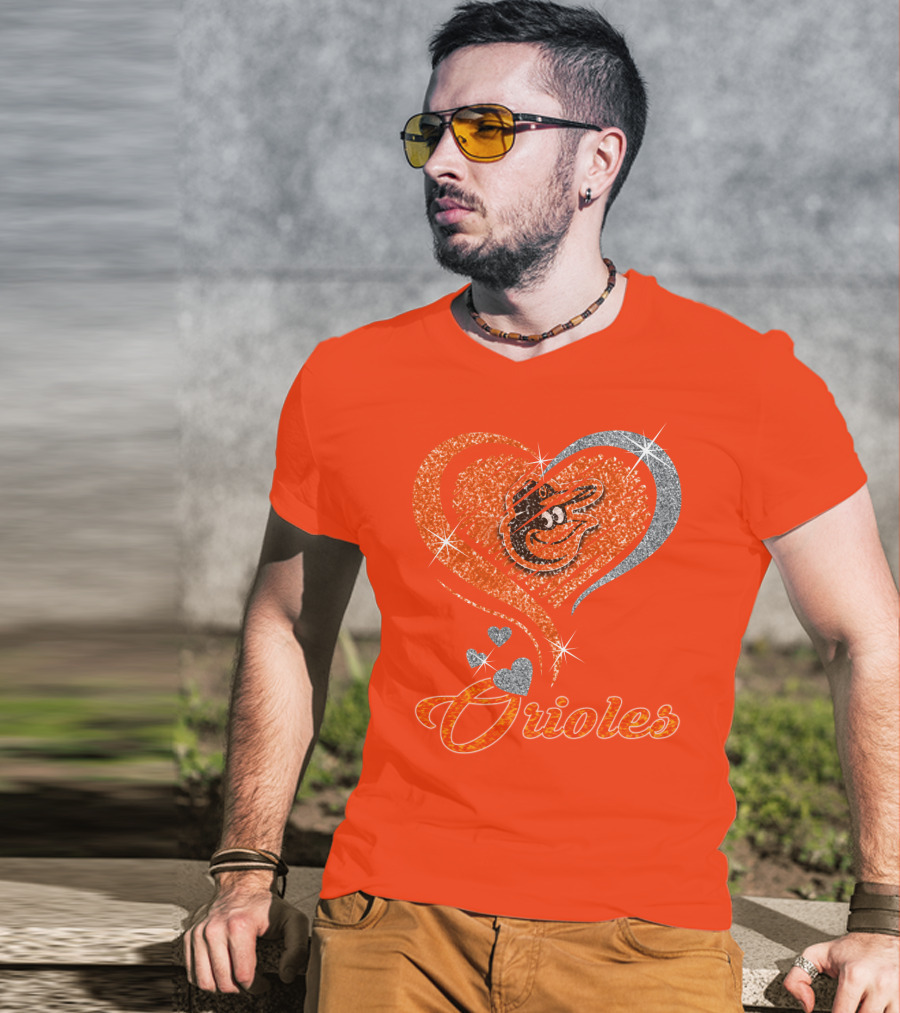 Orioles Heart Sparkle Design Baltimore Orioles T-Shirt