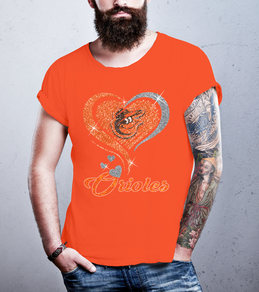 Orioles Heart Sparkle Design Baltimore Orioles T-Shirt