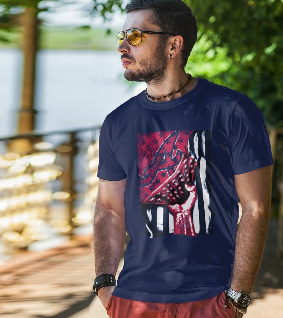 Atlanta Braves A Logo Stars And Stripes Flag T-Shirt