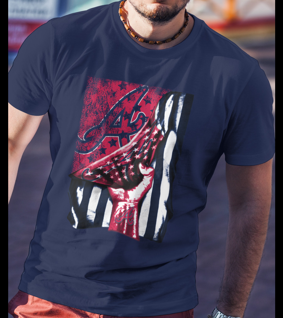 Atlanta Braves A Logo Stars And Stripes Flag T-Shirt