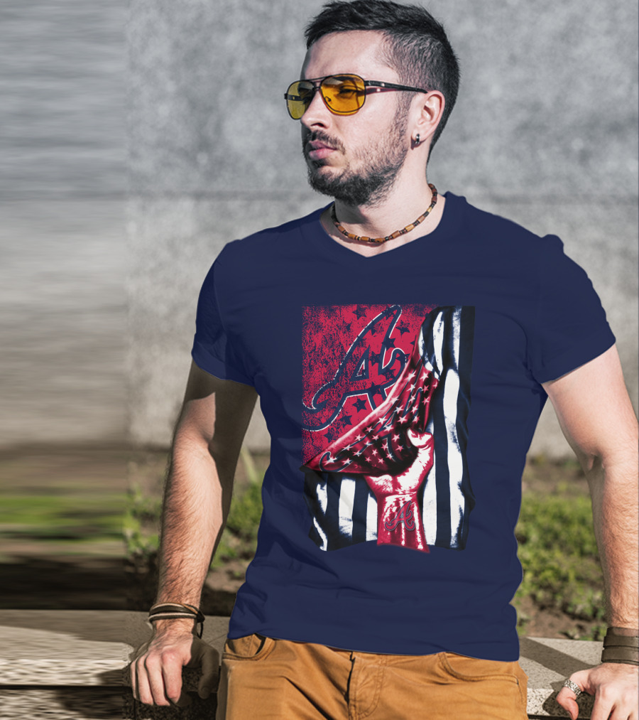 Atlanta Braves A Logo Stars And Stripes Flag T-Shirt