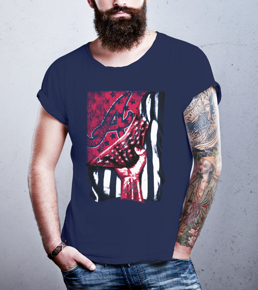 Atlanta Braves A Logo Stars And Stripes Flag T-Shirt