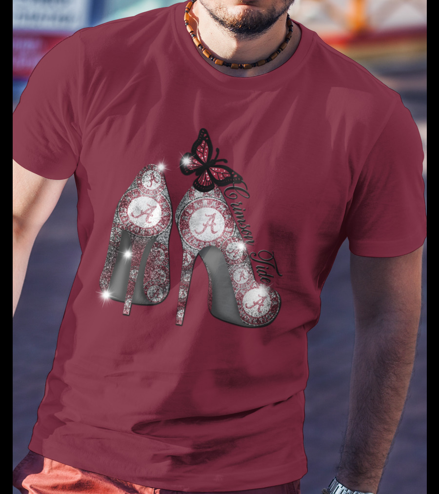Crimson Tide Heels With Butterfly T-Shirt