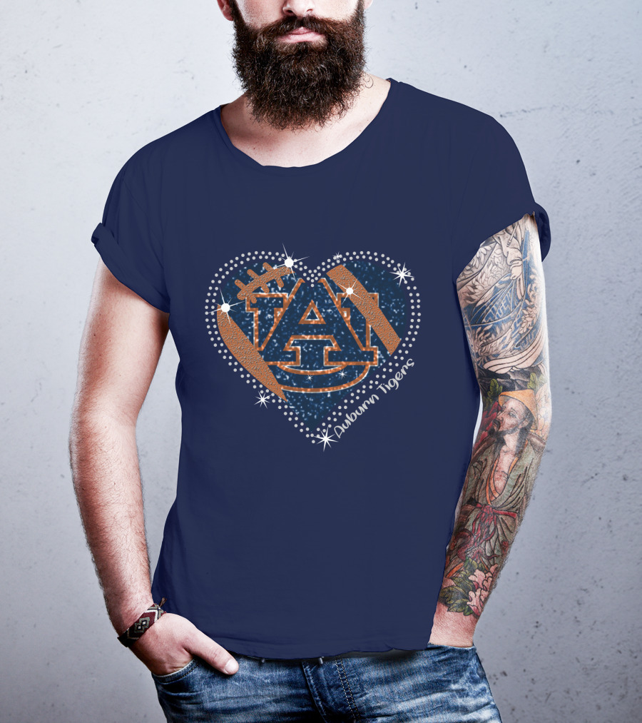 Auburn Tigers Heart With Football T-Shirt