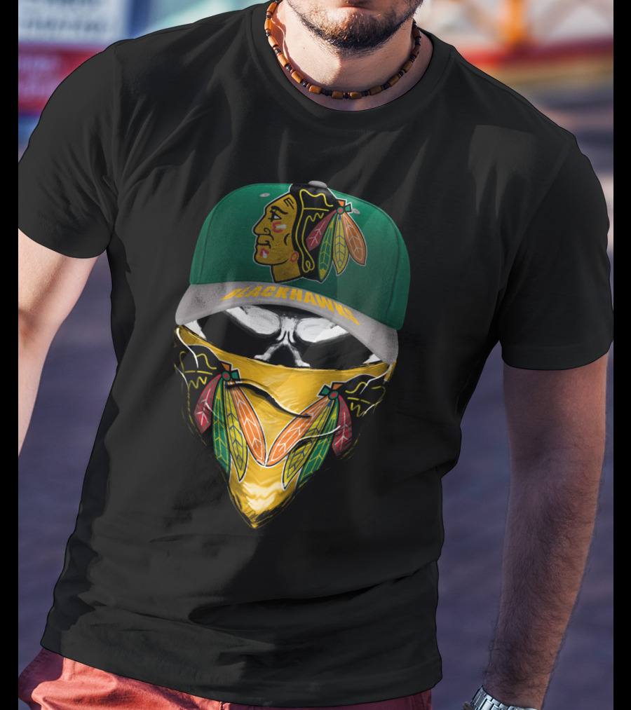 Chicago Blackhawks Logo Cap And Mask Combo T-Shirt