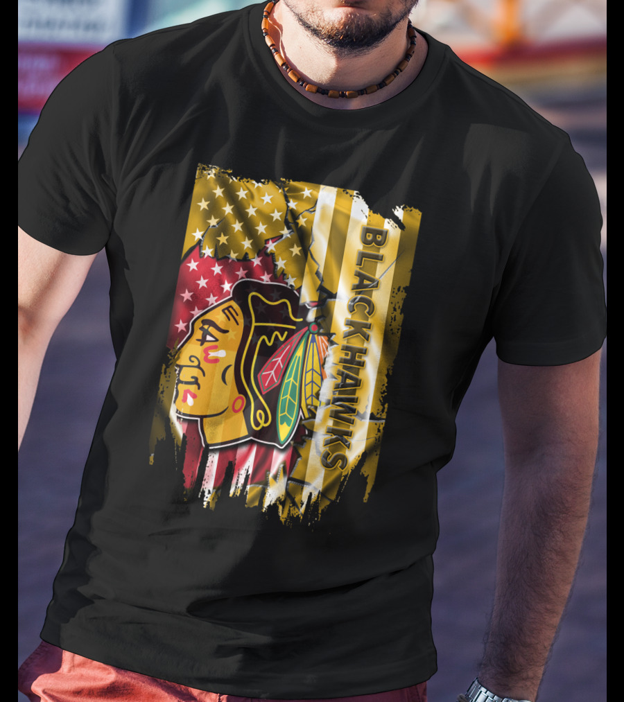 Blackhawks American Flag T-Shirt