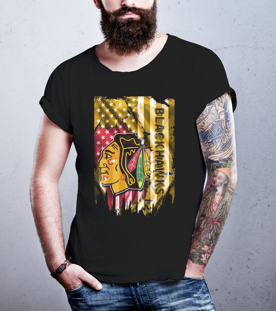 Blackhawks American Flag T-Shirt