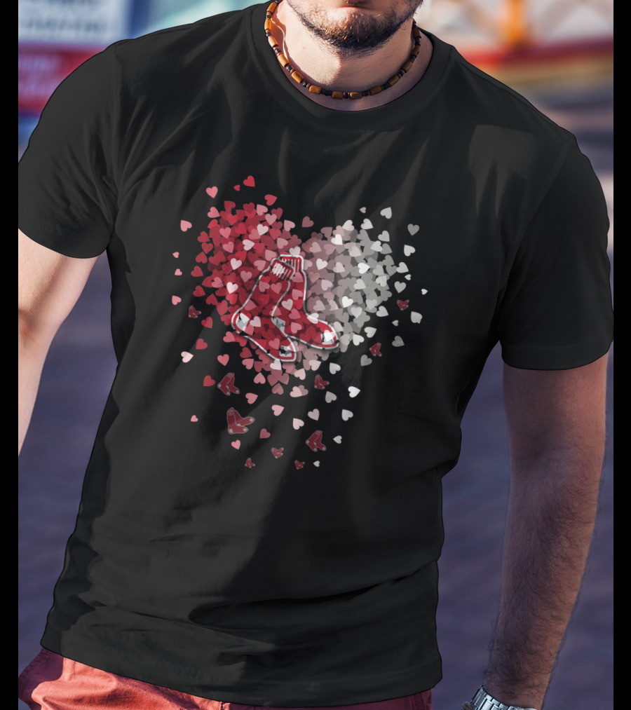 Boston Red Sox Heart Shaped Sox And Hearts T-Shirt