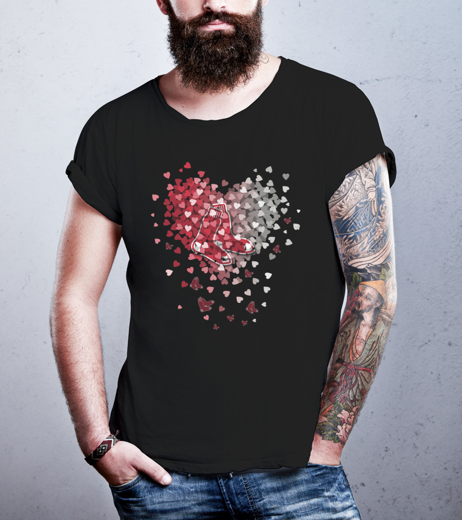 Boston Red Sox Heart Shaped Sox And Hearts T-Shirt