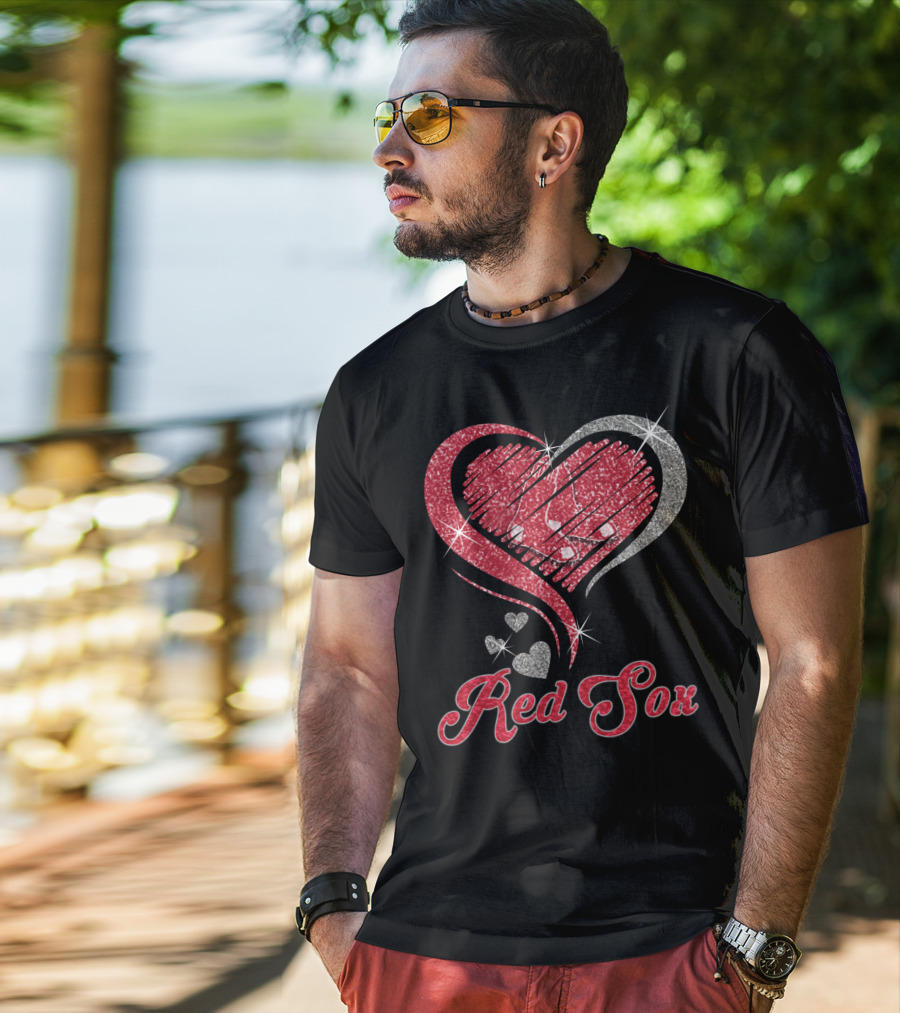 Red Sox Heart Glitter T-Shirt