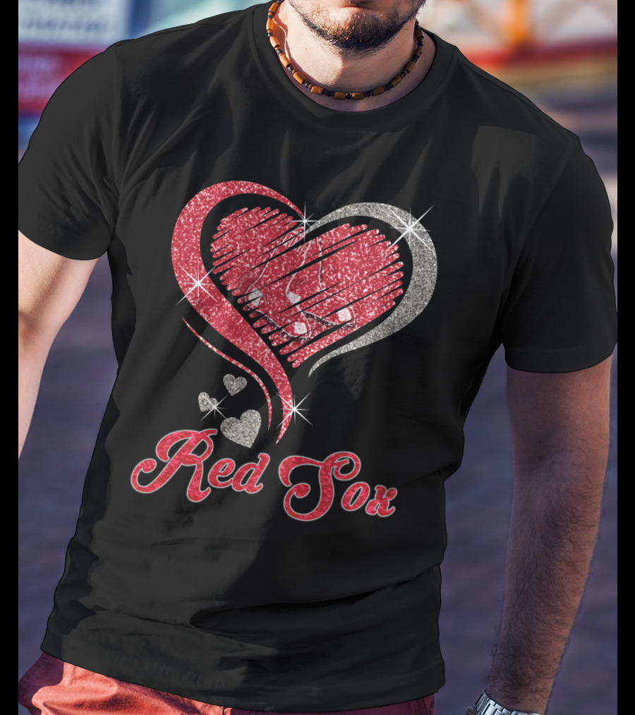 Red Sox Heart Glitter T-Shirt