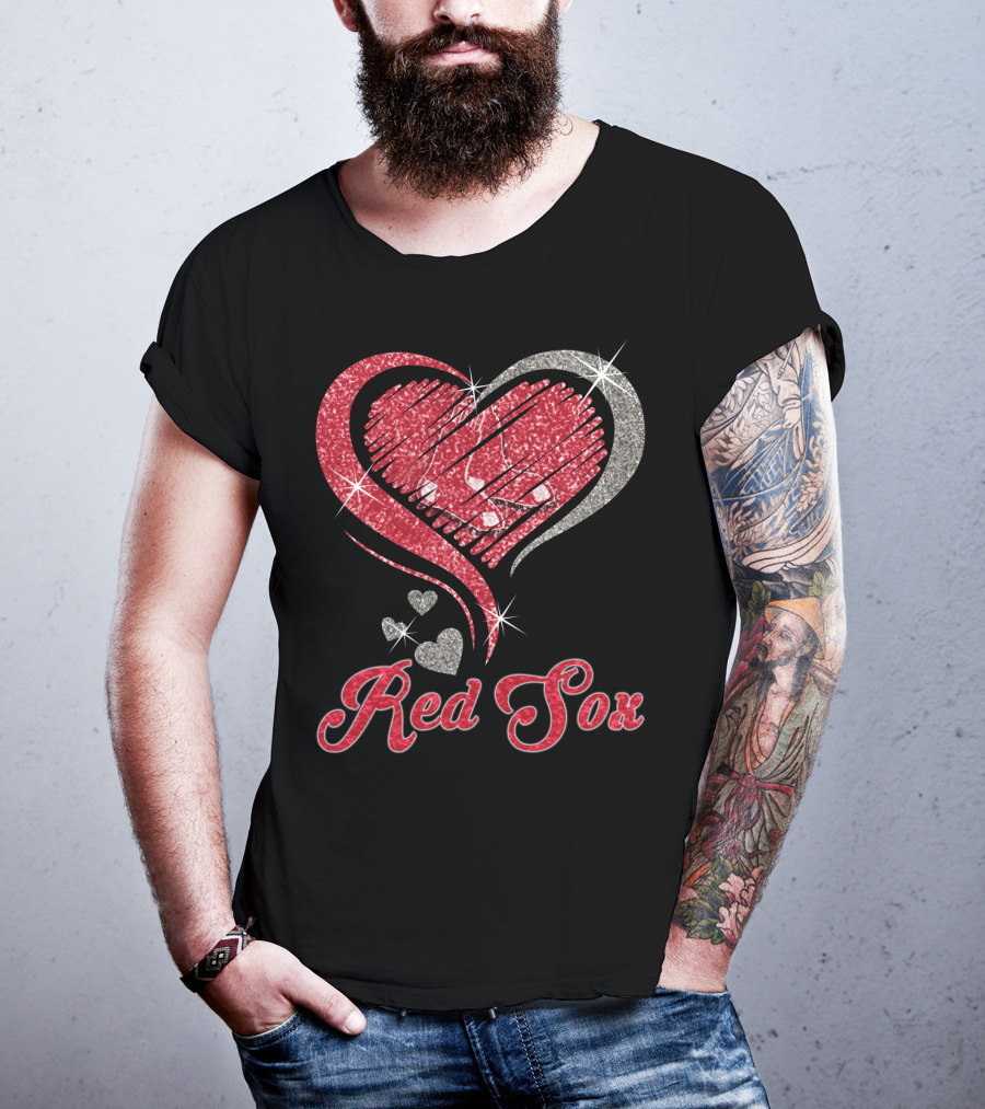 Red Sox Heart Glitter T-Shirt