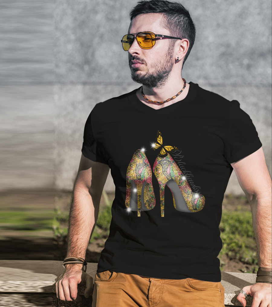Chicago Blackhawks Heels With Butterfly Embellishment T-Shirt