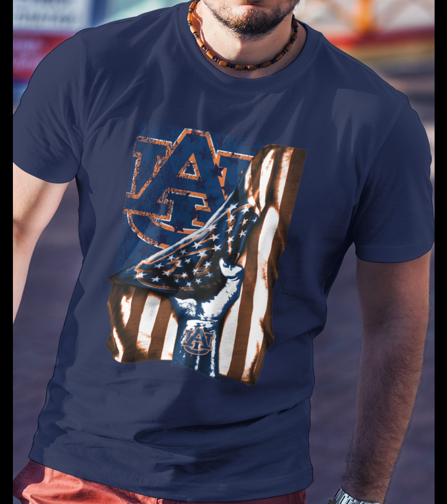 Auburn Tigers American Flag Hand Symbol With Au T-Shirt