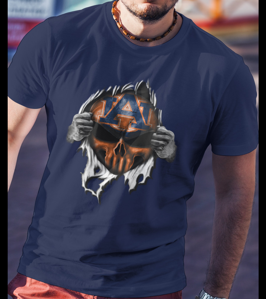 Auburn Tigers Skull Face Peel T-Shirt