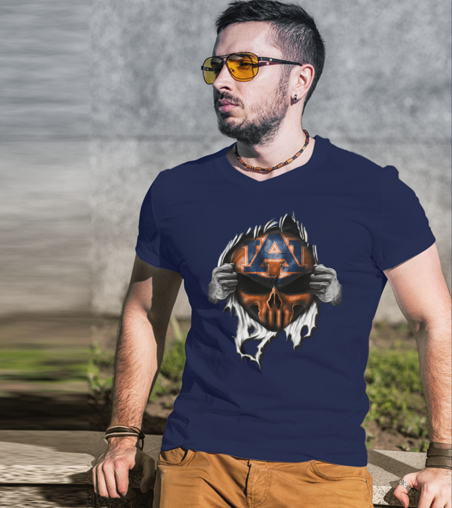 Auburn Tigers Skull Face Peel T-Shirt