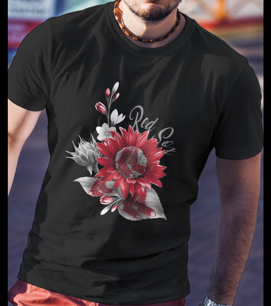 Boston Red Sox Red And White Floral T-Shirt