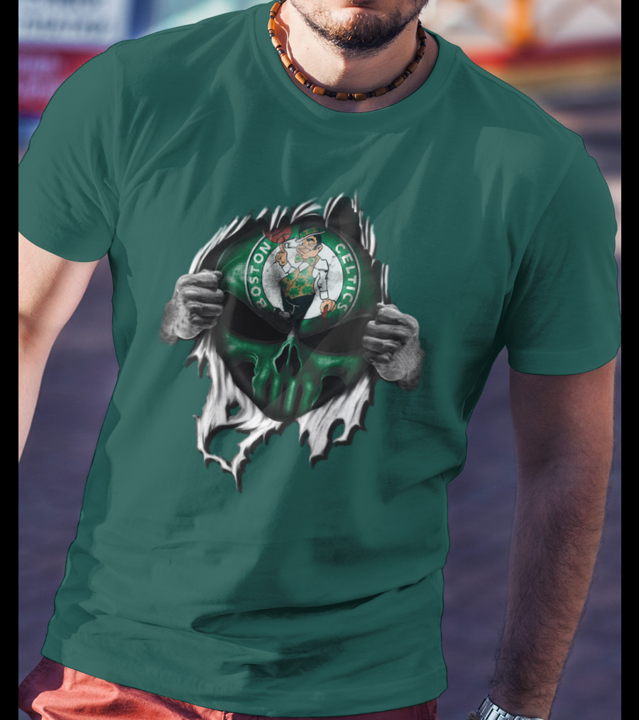 Boston Celtics Skull And Leprechaun Emblem T-Shirt