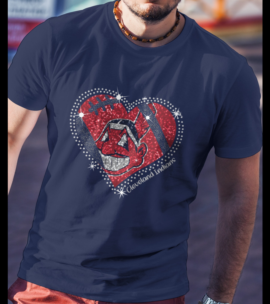 Cleveland Indians Heart Design With Effect T-Shirt