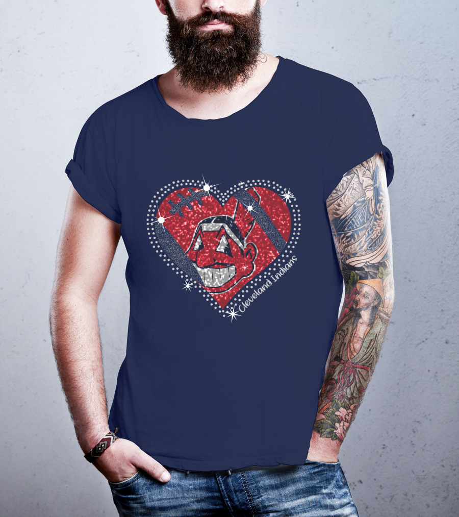 Cleveland Indians Heart Design With Effect T-Shirt