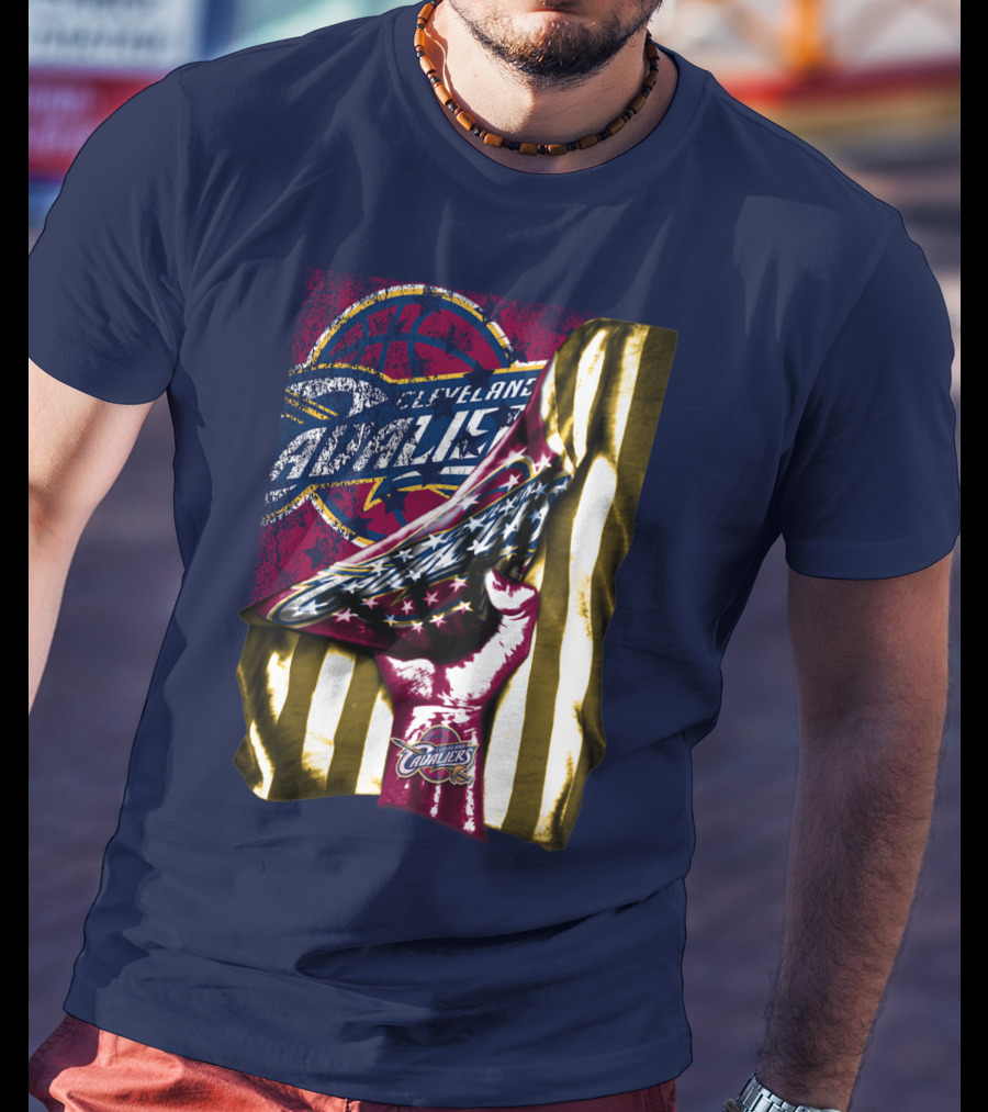 Cleveland Cavaliers American Flag Fist Nba Basketball T-Shirt