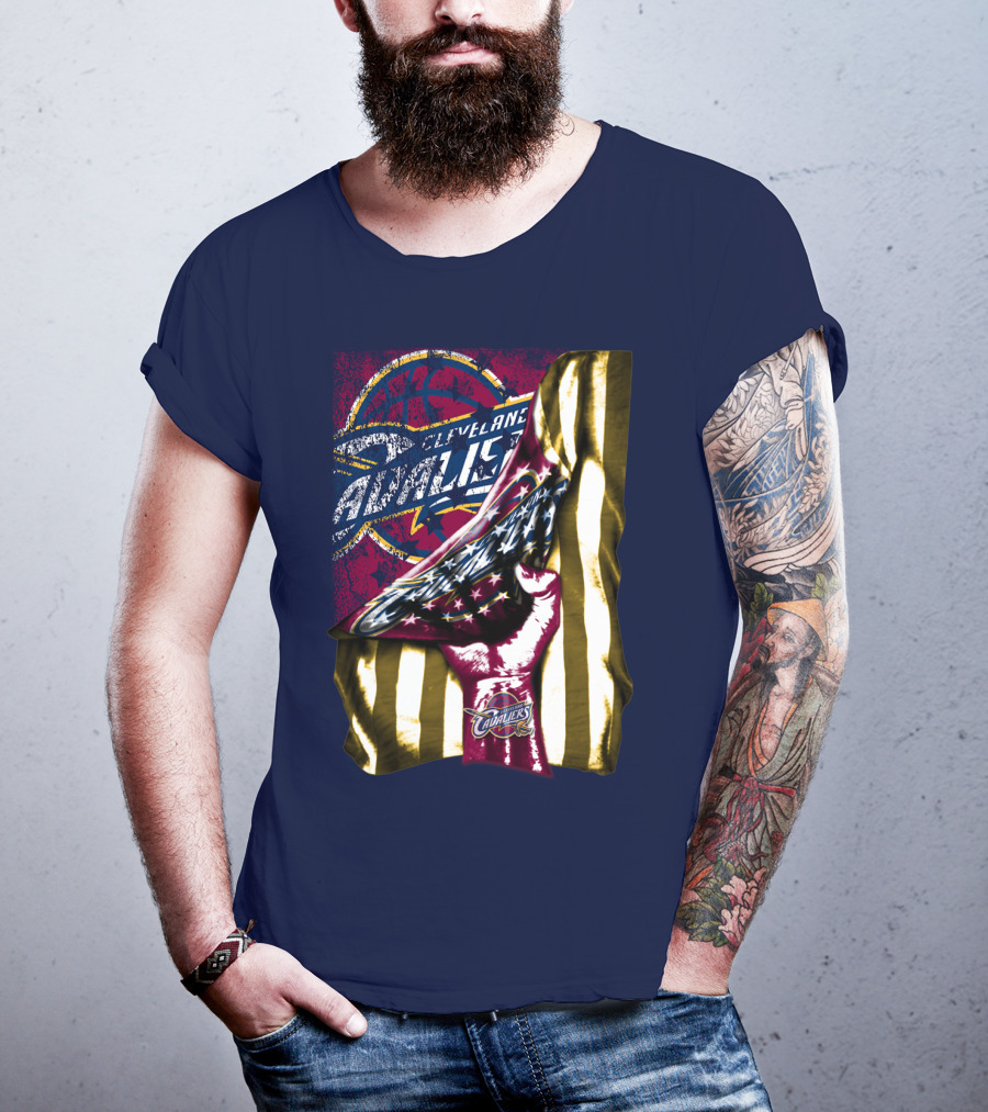 Cleveland Cavaliers American Flag Fist Nba Basketball T-Shirt