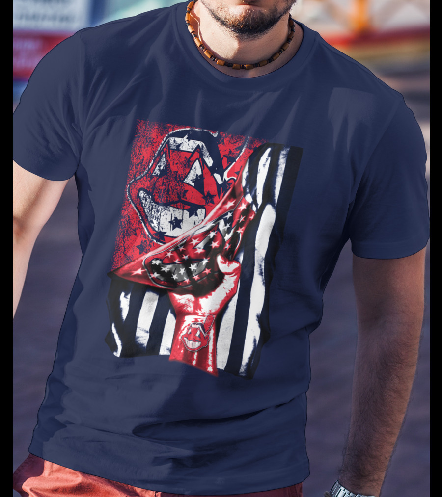 Cleveland Indians Pride American Flag Baseball Team Spirit T-Shirt