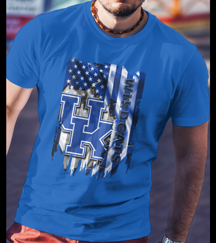 Kentucky Wildcats American Flag Tribute Uk T-Shirt