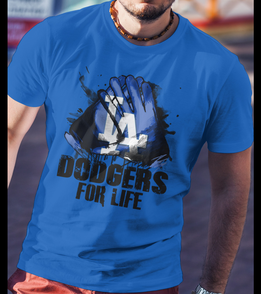 La Dodgers For Life Blue Graphic Featuring Iconic Logo With Hands T-Shirt