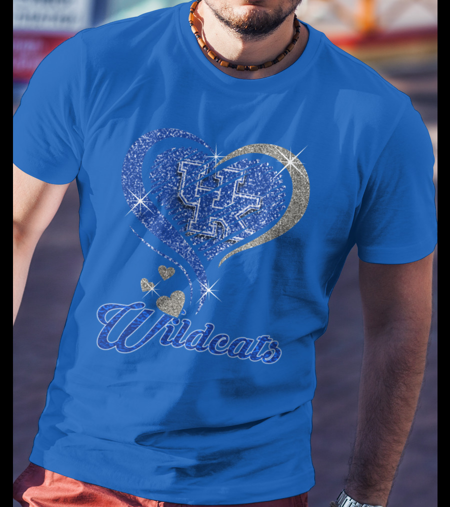 Uk Wildcats Heart Shaped Glitter T-Shirt