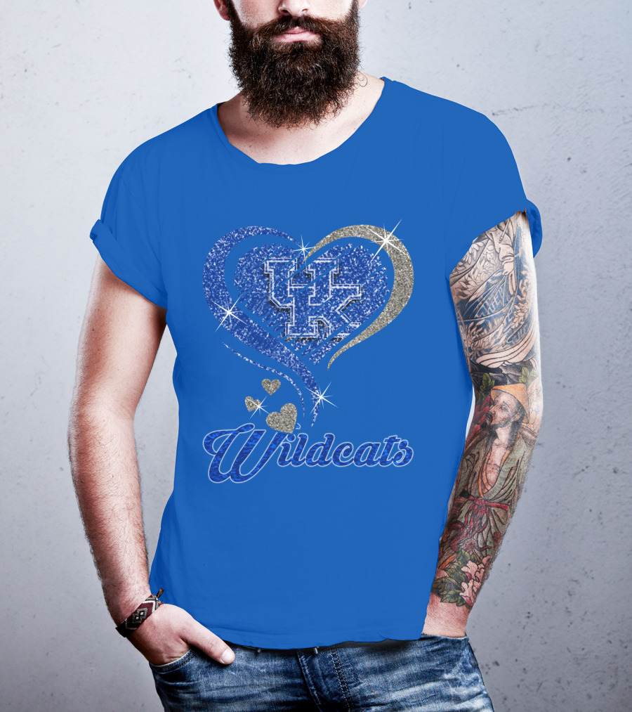 Uk Wildcats Heart Shaped Glitter T-Shirt