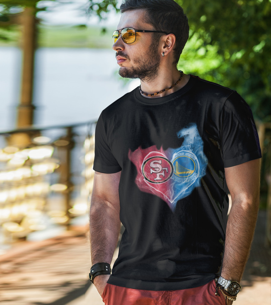 San Francisco 49ers Golden State Warriors Heart Fusion T-Shirt