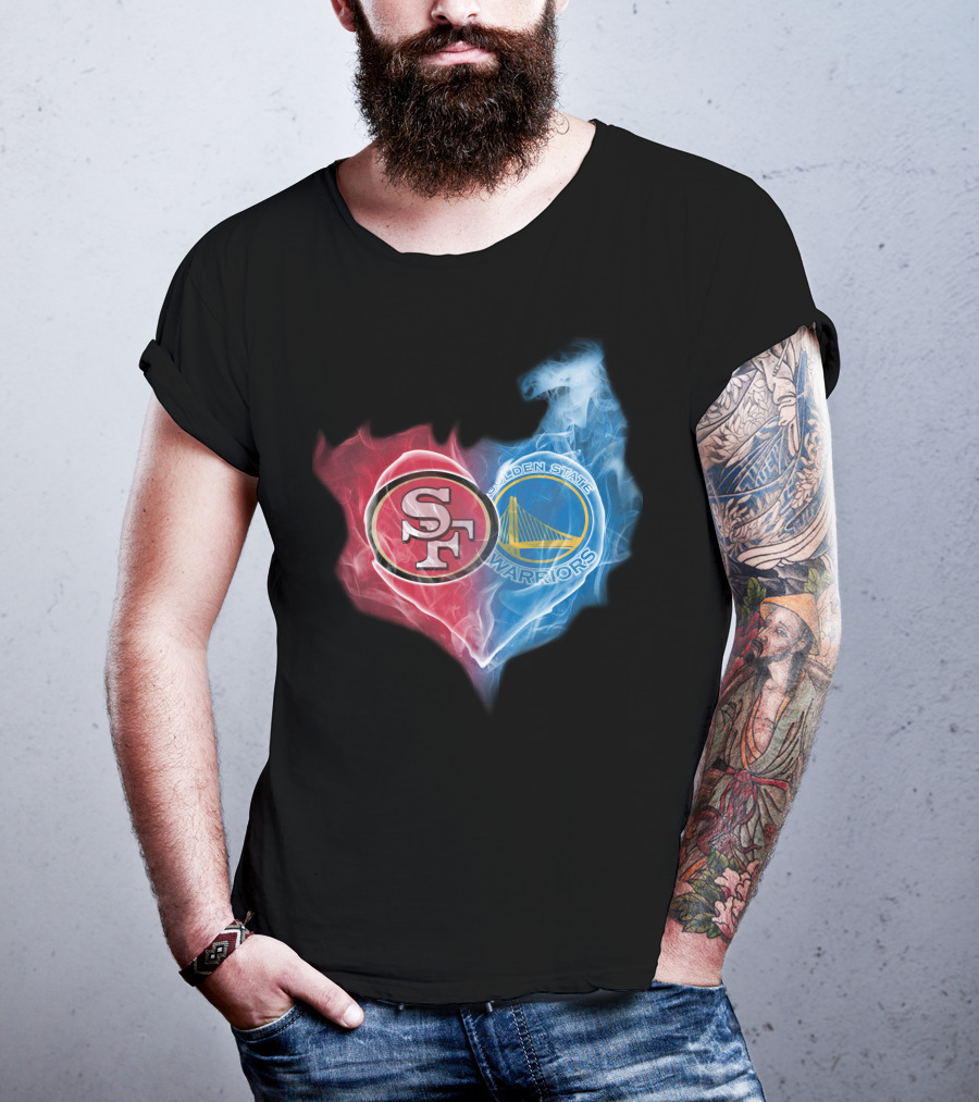 San Francisco 49ers Golden State Warriors Heart Fusion T-Shirt