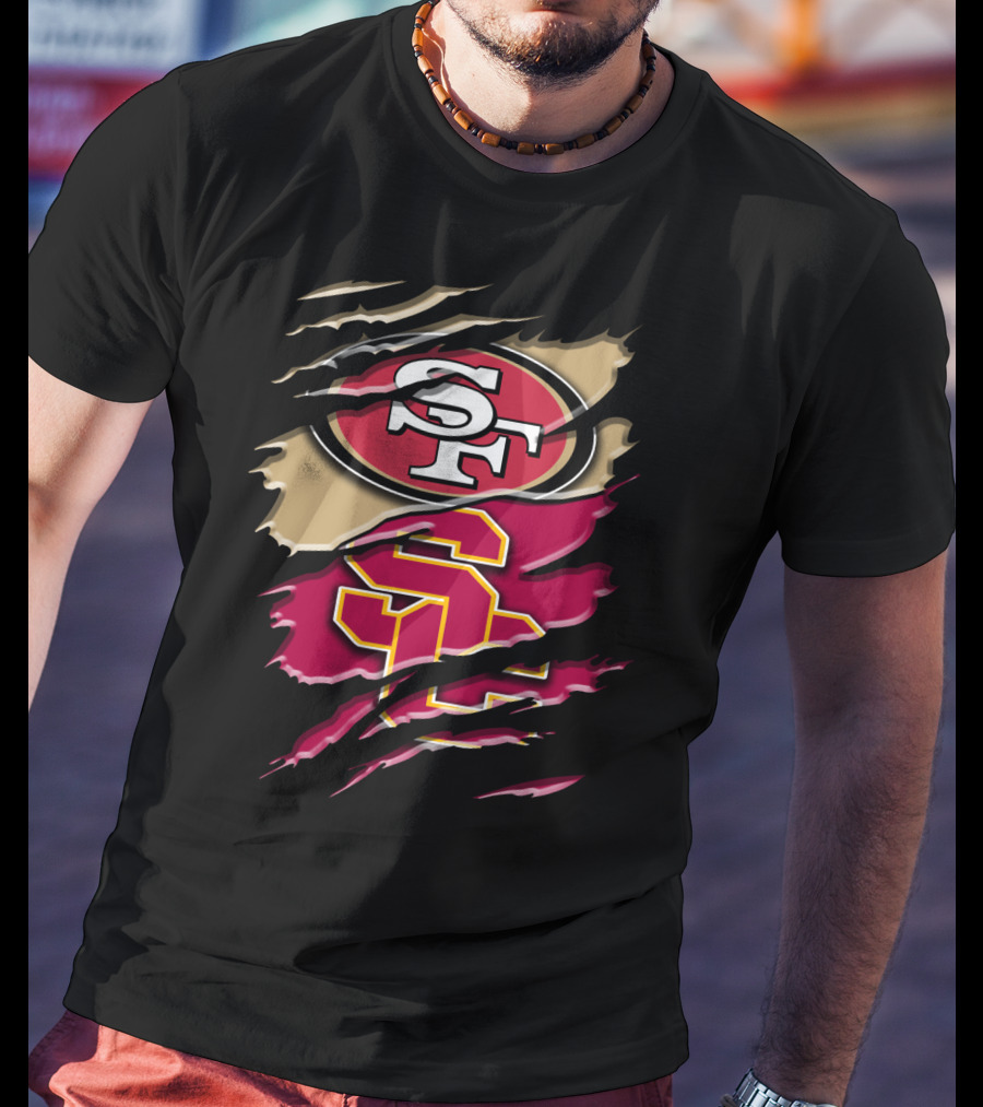 San Francisco 49ers USC Trojans Chest Rip T-Shirt