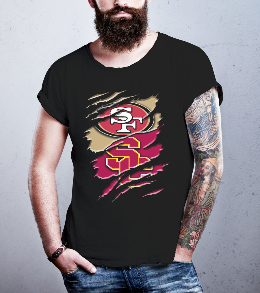 San Francisco 49ers USC Trojans Chest Rip T-Shirt