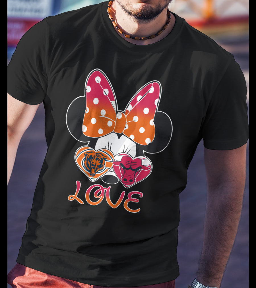 Minnie Mouse Chicago Bears Bulls Love T-Shirt