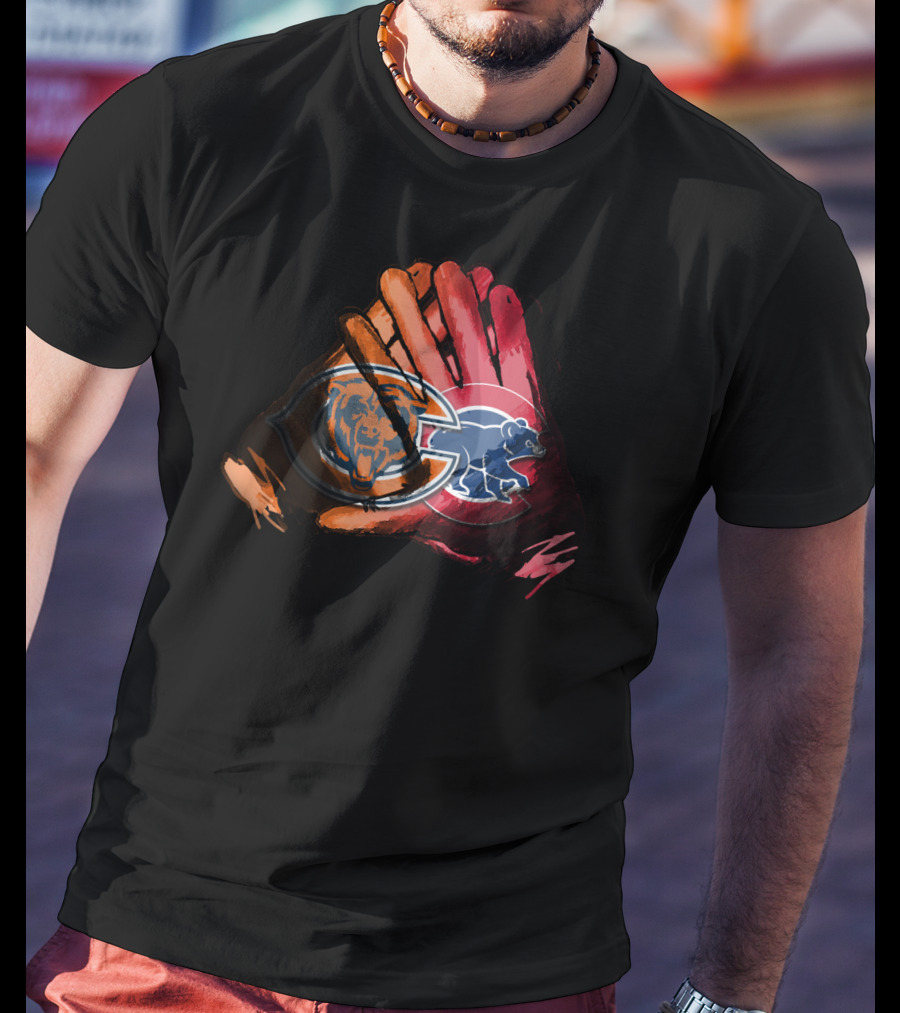 Bears And Cubs For Life Football And Baseball Logos Fusion T-Shirt