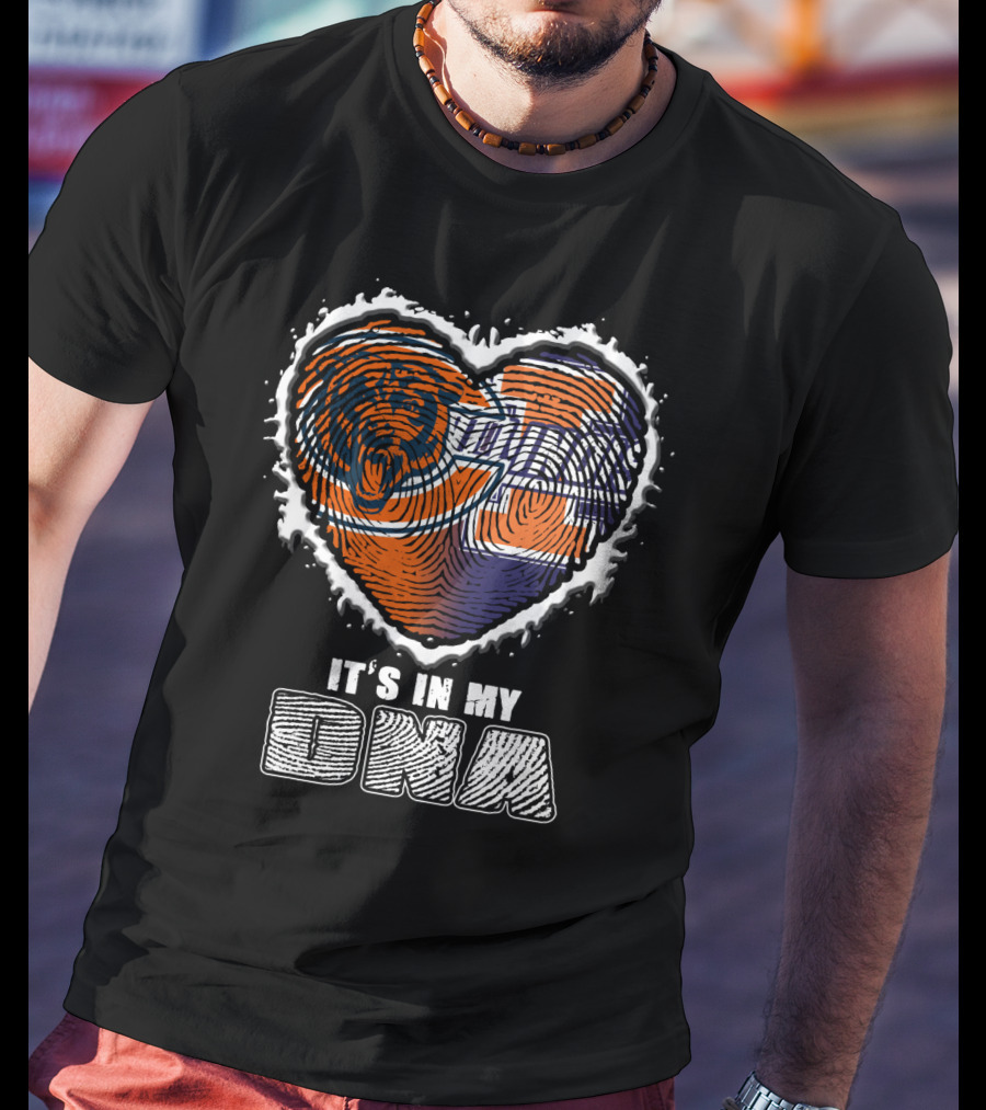 Chicago Bears It's In My Dna Heart Fingerprint T-Shirt