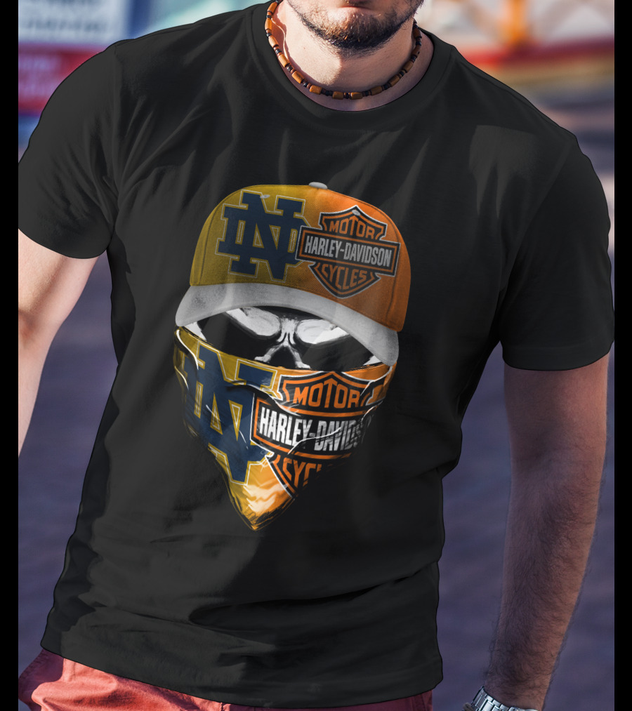 Notre Dame Fighting Irish Harley Davidson Skull Mask Combo T-Shirt