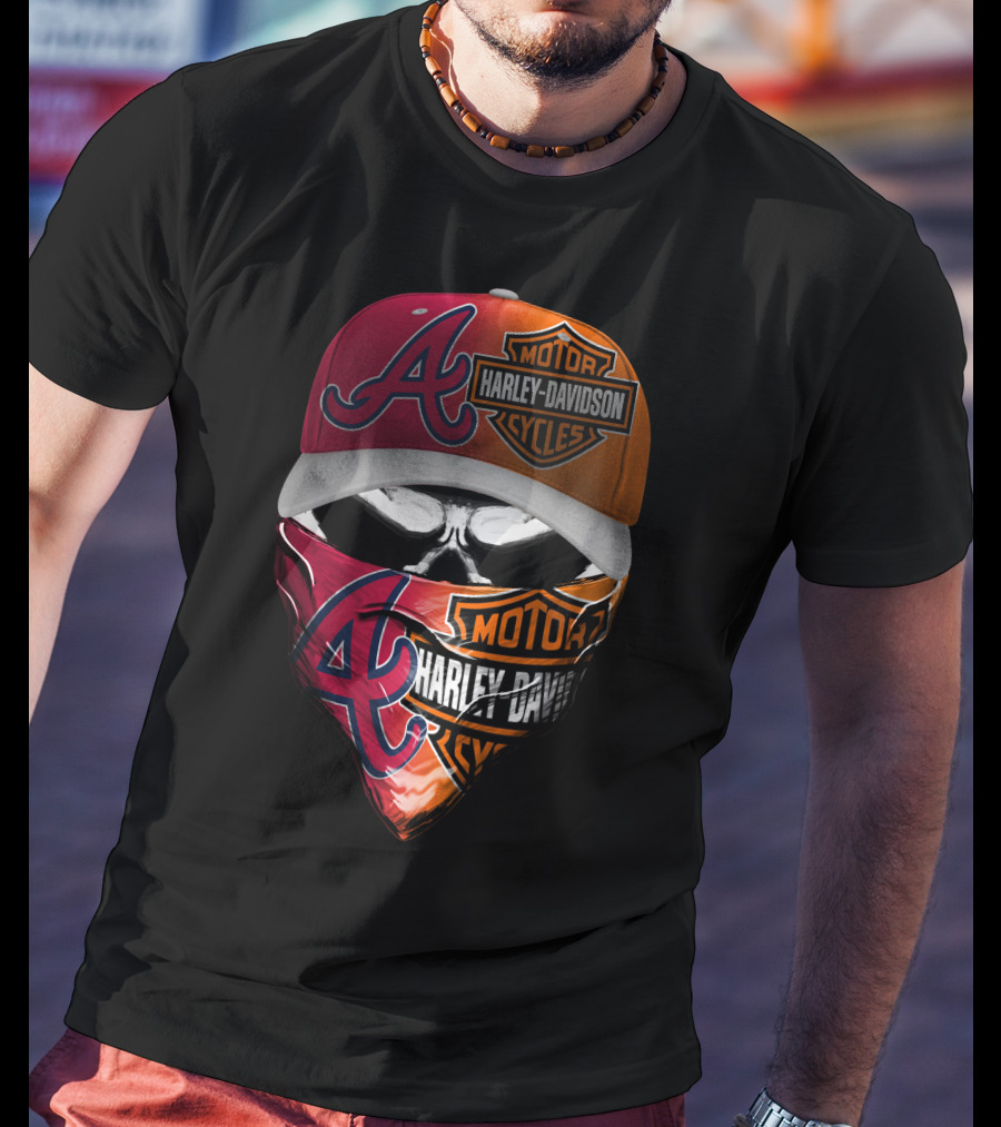 Atlanta Braves Harley Davidson Mask Fusion T-Shirt