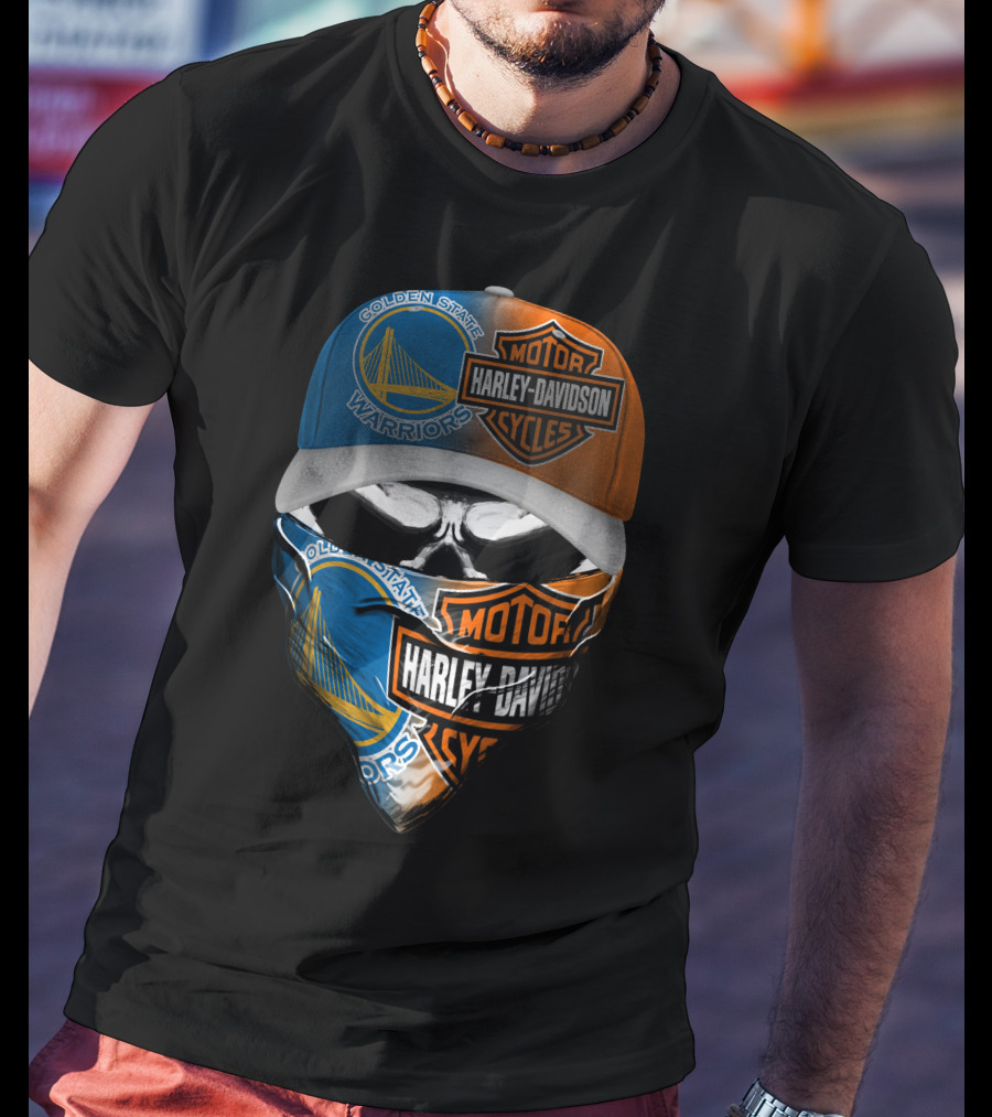 Golden State Warriors Harley Davidson Mask Cap T-Shirt