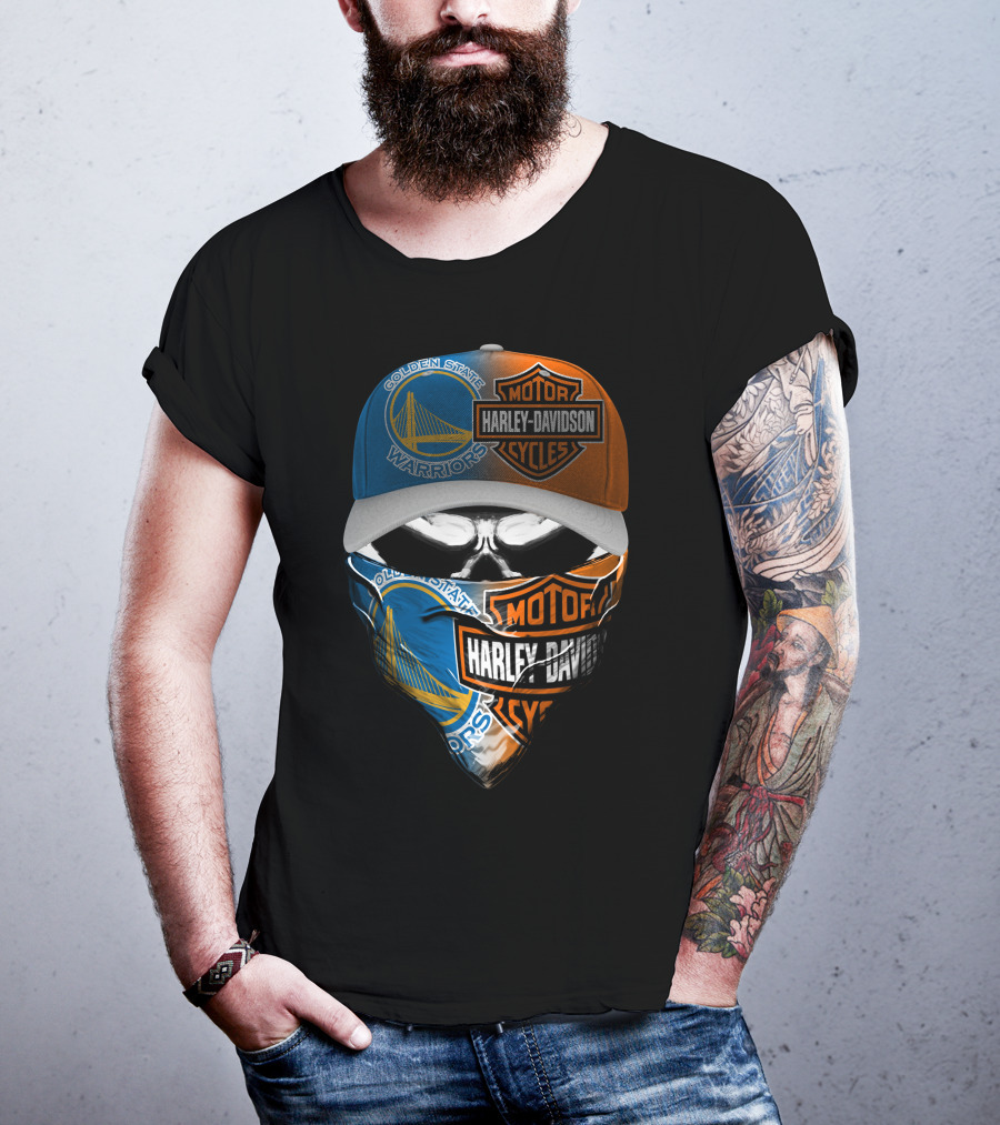 Golden State Warriors Harley Davidson Mask Cap T-Shirt