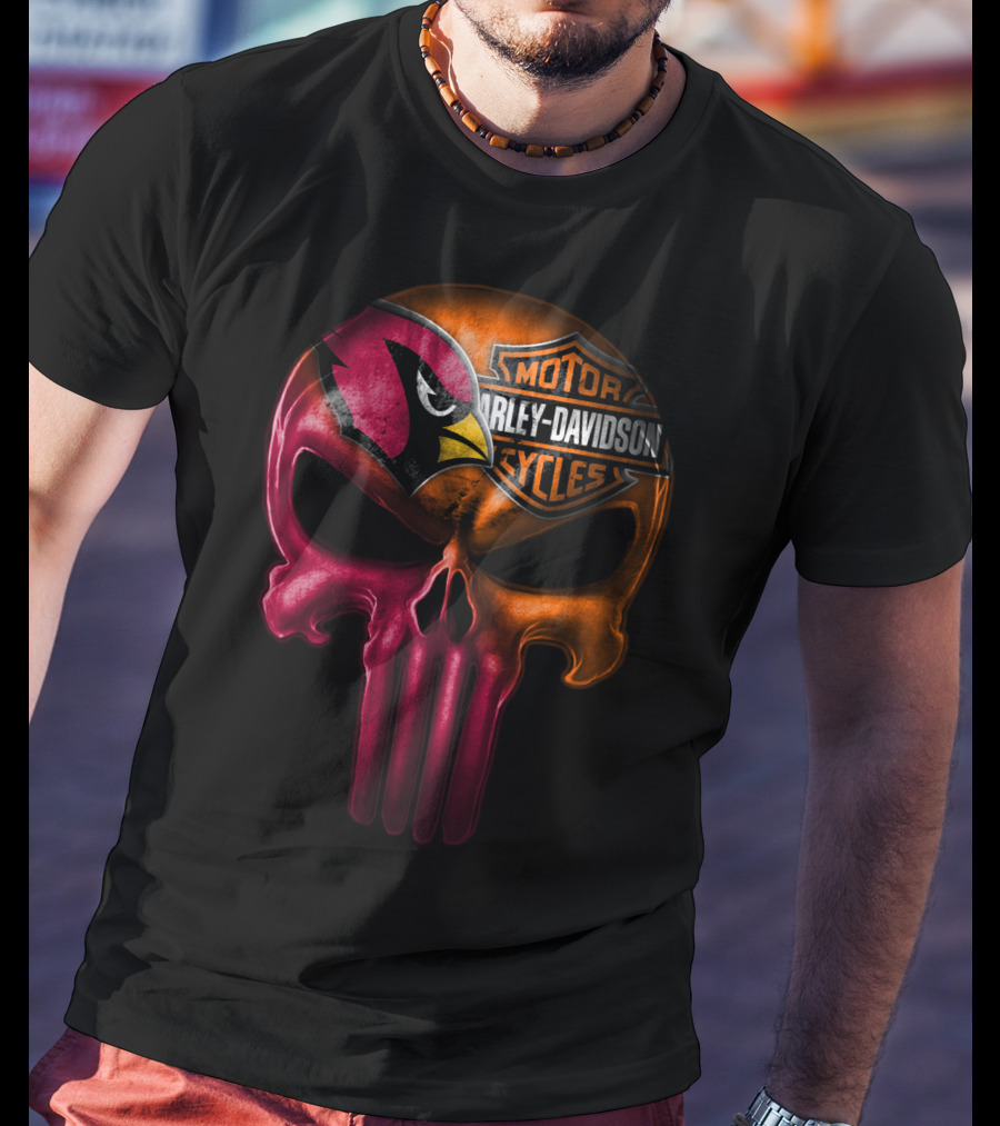 Arizona Cardinals Harley Davidson Skull T-Shirt