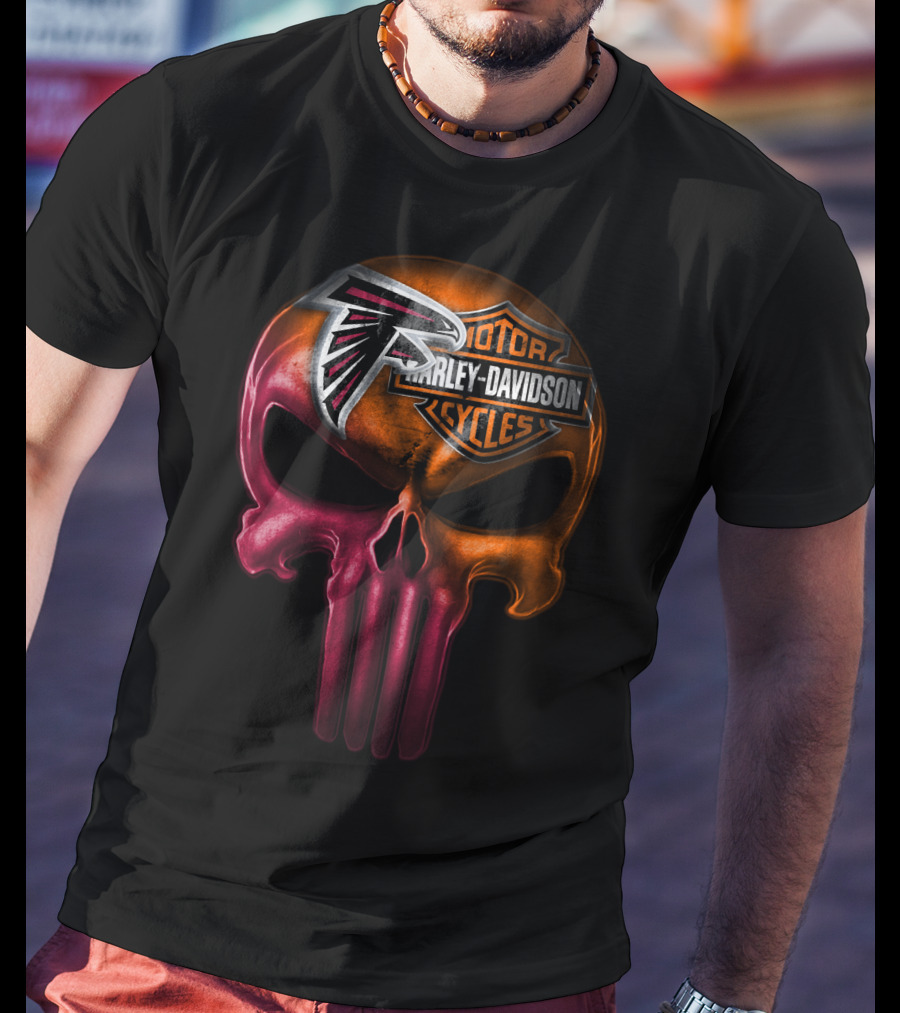 Atlanta Falcons Harley Davidson Punisher Skull T-Shirt