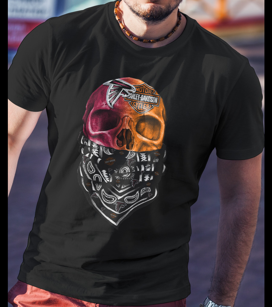 Harley Davidson Atlanta Falcons Skull Bandana T-Shirt