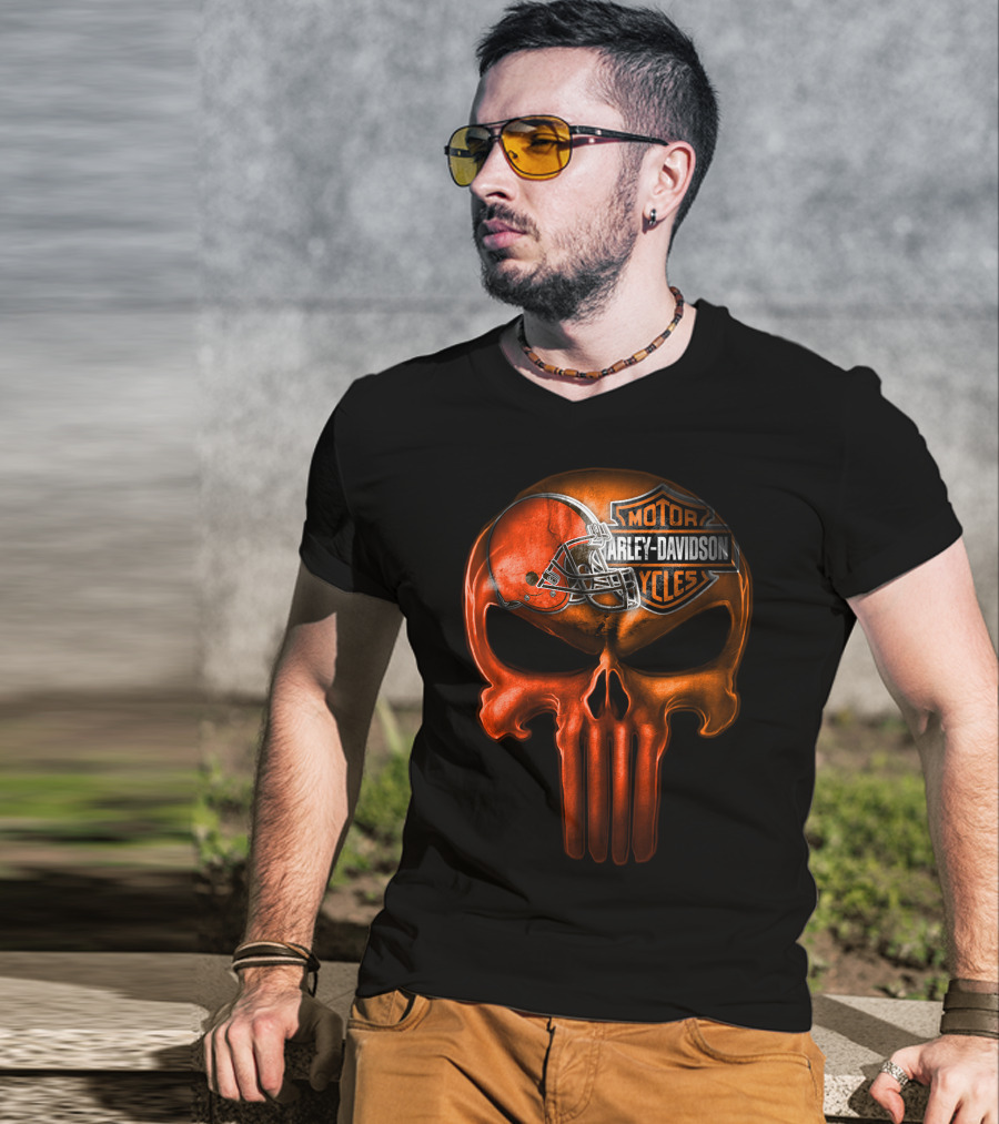 Harley Davidson Skull With Football Helmet T-Shirt