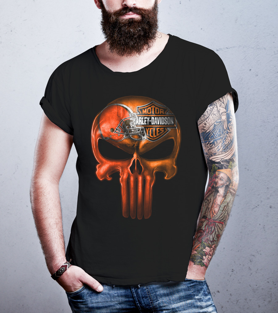 Harley Davidson Skull With Football Helmet T-Shirt